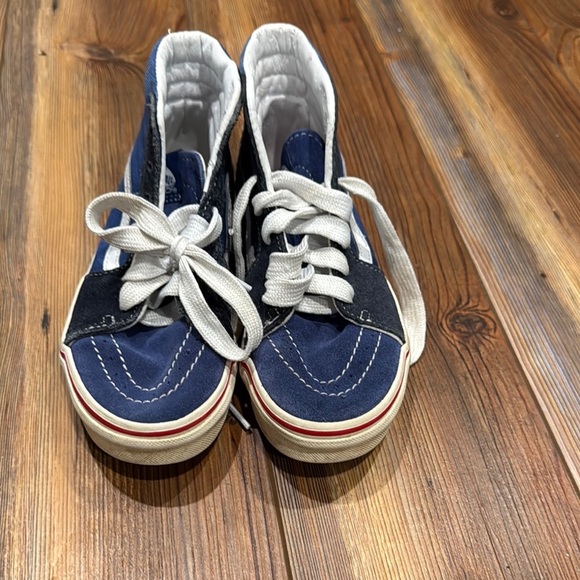 Vans Blue and Gray High-Top Sneakers with Signature Stripe - Picture 4 of 6